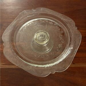 Indiana Glass Recollection Madrid Cake Stand Pedestal Clear Depression VTG 10.5